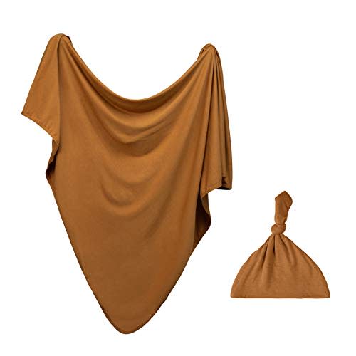 Swaddle Blanket & Hat Set | Receiving Blanket | Soft & Cozy | 47" x 47" Size for Newborns, Infants, and Toddlers - (Copper)