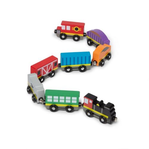Melissa & Doug Wooden Magnetic Train Cars - 8 Piece Educational and Skill-Building Wooden Toy for Boys and Girls