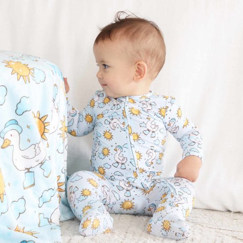 Silly Goose Zipper Footie | Blue