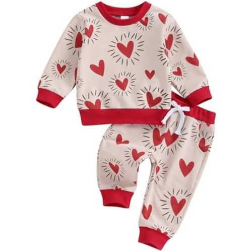 Engofs 2Pcs Toddler Baby Boy Girl Sweatshirt Tops Pants Set Long Sleeve Sweatsuit Fall Winter Outfits
