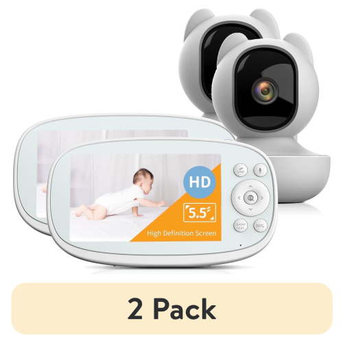 (2 pack) Vizolink 5.5" HD Video Baby Monitor with Camera, 2-Way Talk, Cry Alert, Lullabies, Temperature Tracking