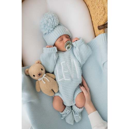 Chunky Knit Romper | Sky Blue – Little and Fern