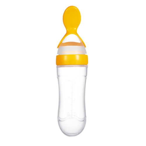 SUSHANG Baby Silicone Feeding Bottle with Spoon Food Rice Cereal Feeder Baby Fresh Food Feeder, Feed Bottle for Puree, Solid Baby Food