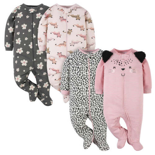 4-Pack Baby Girls Leopard Sleep 'N Plays – Gerber Childrenswear
