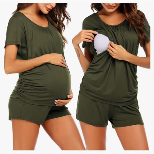 Ekouaer Womens Nursing Pajamas Maternity Breastfeeding Pjs Sleepwear Layer Soft Postpartum Lounge Set Pregnancy Clothes