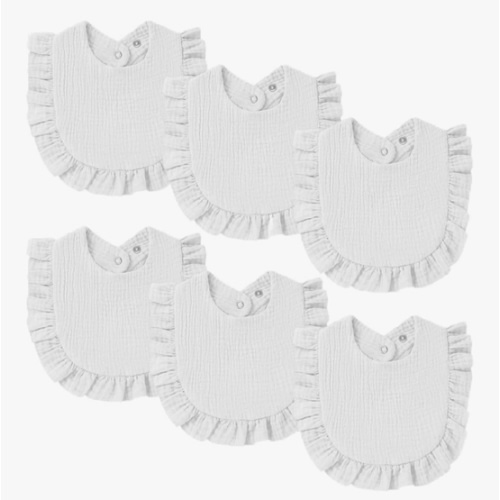 Oiomniv Muslin Baby Bibs, 6-Pack