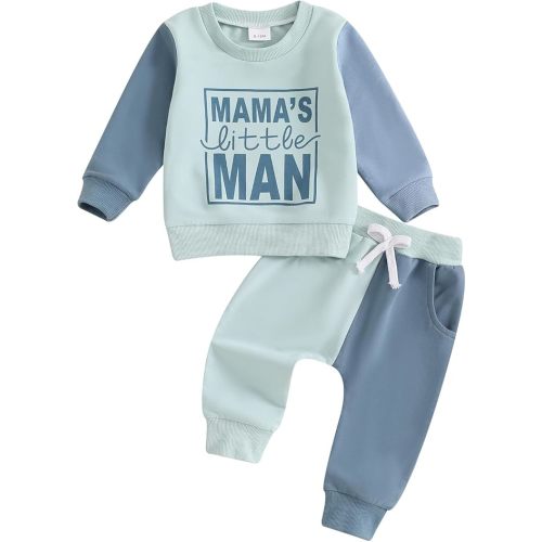 Toddler Boy Outfit Mama's Little Man Long Sleeve Sweatshirt And Pants Set Infant Baby Boy Fall Winter Clothes