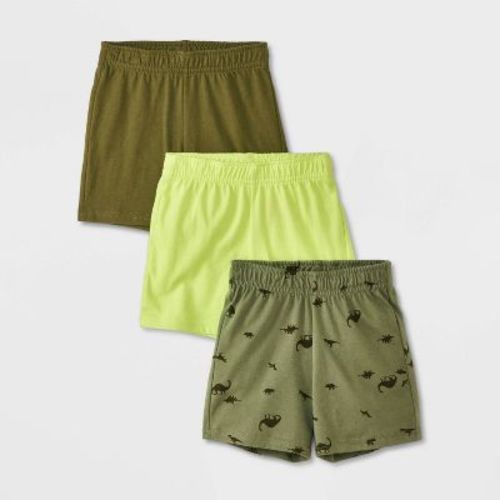 Toddler Boys' 3pk Dino Printed Pull-On Shorts - Cat & Jack™ Dark Olive Green