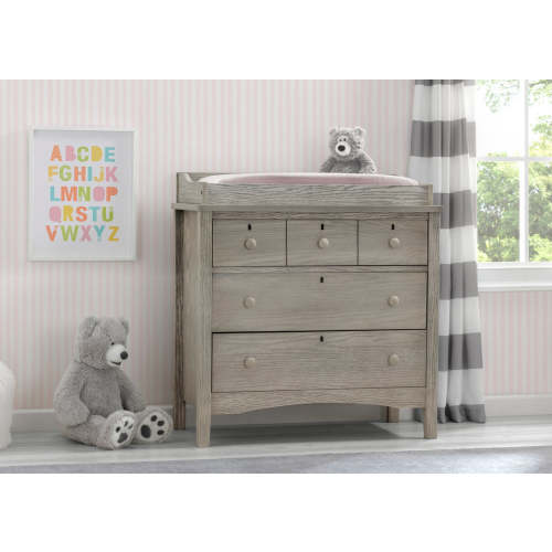 Farmhouse 3 Drawer Dresser with Changing Top and Interlocking Drawers | Delta Children