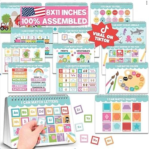 Hadley Designs My First Busy Book for Toddlers 3-5 - Preschool Learning Activities, Preschool Busy Books 3-5, Prek Learning Activities for 3 Year Olds, Montessori Book Velcro, Gift for Kids