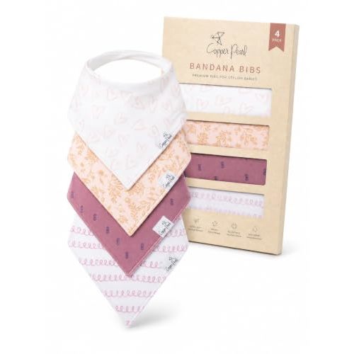 Copper Pearl Baby Bibs 4 Pack & 6 Pack, Bandana Drool Bibs for Baby Girl & Boy, Soft Cotton Bibs for Drooling and Teething