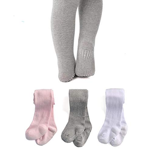 EPEIUS Baby Tights Baby Girls Non-Slip Plain/Ribbed Leggings Seamless Cotton Stockings Pantyhose Newborn Infant Toddler