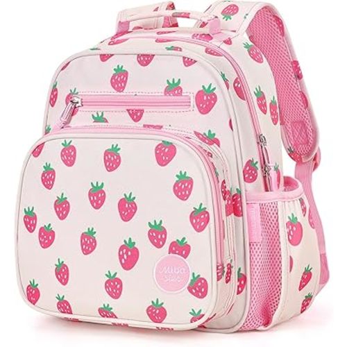 mibasies Toddler Backpacks for Girls 2-4: Little Kid Bookbag for Preschool Prek Daycare Strawberry Pink