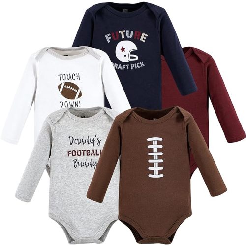 Hudson Baby baby-boys Cotton Long-sleeve Bodysuits 5-pack