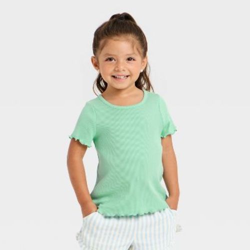Toddler Girls' Short Sleeve Ribbed T-Shirt - Cat & Jack™ Mint Green 2T