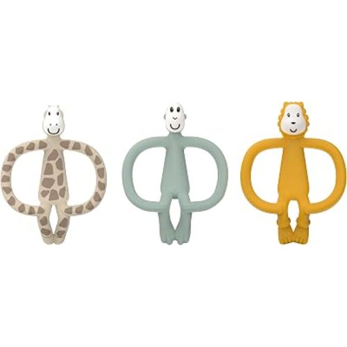 Matchstick Monkey 3-Pack Animal Teether Gift Set – BPA-Free Silicone for Teething Relief, Fine Motor Skills, Sensory Stimulation, Baby Oral Care, 3+ Months, Ludo Lion, Gigi Giraffe & Monkey