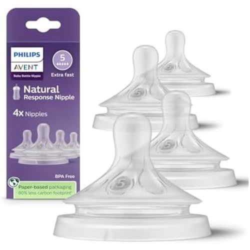 Philips Avent Natural Response Baby Bottle Nipples, Extra Fast Flow, 4-Pack