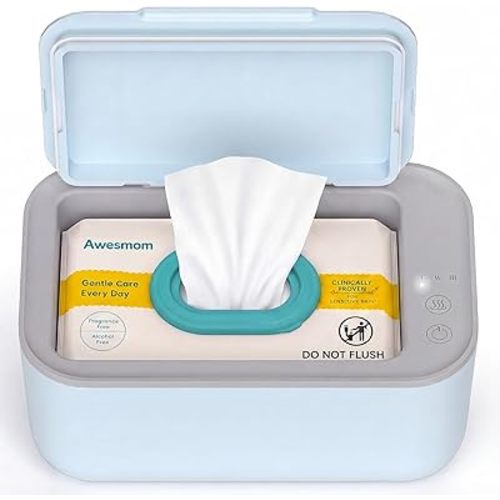 Wipe Warmer for Babies, Adult, Adjustable Temperature, Silent Heating, Large Wipe Holder with Constant Warmth –Blue