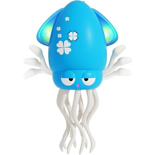 Electric Dancing Octopus Light Music Suitable for 12-18 Months Old Baby Toys, Kid Crawling Squid Toys Suitable for Toddler Tummy Time, Christmas Birthday Gifts for 1 2 3 4 5 6 Year Old Boy (Blue)