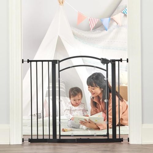 Regalo Safety 30-35” Extra Wide Baby Gate for Doorways & Bottom of Stairs, Pressure Mounted Walk-Through Gate for Babies, Toddlers & Pets, Bronze