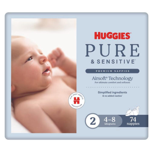 Buy Huggies Pure & Sensitive Size 2 4 - 8kg 74 Pack Online at Chemist Warehouse®