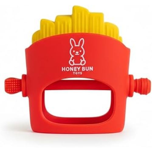 NomNom Fries Baby Teether Toy - Safe and Certified, Parent-Designed, BPA-Free, Food-Grade Silicone, Anti Dropping Teething Mitten, Multiple Texture