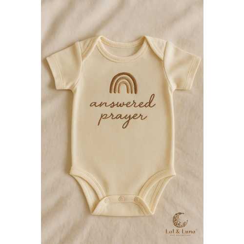 Answered Prayer Baby Onesie®,Rainbow Baby Bodysuit  Embroidered  Onesie ,®,Gender Neutral Baby Announcement Onesies ®