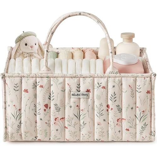 Blissful Diary Diaper Caddy Organizer, Baby Basket, Wildflower Floral