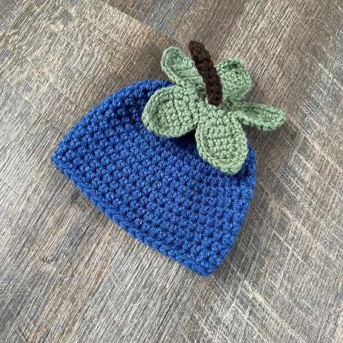 Baby Blueberry Hat - 0 to 3 Months, 3 to 6 Months, 6 to 12 Months -  Colonial Blue, Fern Green- Fruit