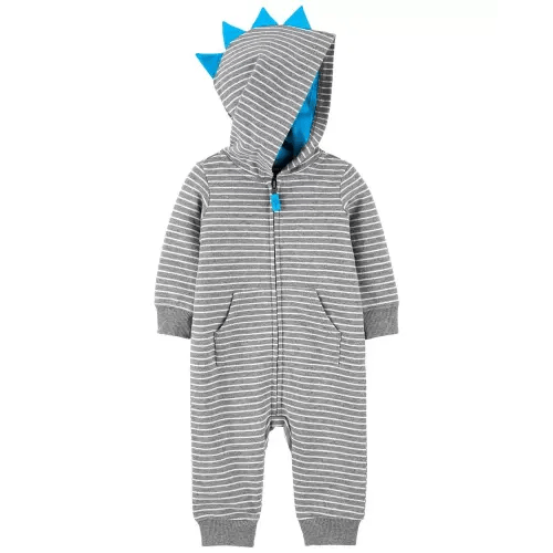 Zip-Up French Terry Jumpsuit - Blue - 12M