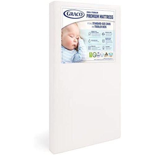 Graco Premium Foam Crib & Toddler Mattress – 2021 Edition, GREENGUARD Gold and CertiPUR-US Certified, 100% Machine Washable, Breathable, Water-Resistant Cover, Ideal Firmness for Infants