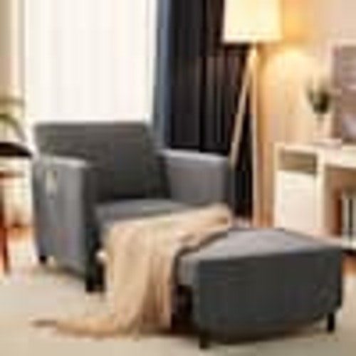 Unbranded 84 in. Metal Pull Out Chair and Single Sofa Bed Outdoor Rocking Chair with Dark Gray Cushion for Living Room EC-1