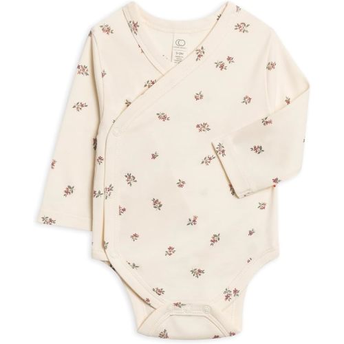 Colored Organics Baby Organic Cotton Kimono Bodysuit - Long Sleeve Infant Side Snap One Piece - Boys and Girls Clothing
