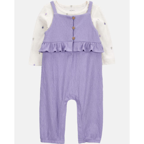 Baby Girl 2-Piece Long-Sleeve Tee & Coverall Set - Purple