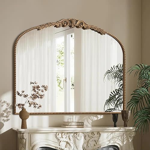 Besdomus Gold Large Arched Mirror: 40"x29" French Vintage Dresser Mirror