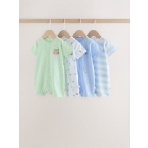 Buy Green Blue Safari Animal Jersey Baby Rompers 4 Pack from Next USA