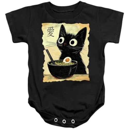 Popfunk Anime Black Cat Meal Unisex Infant Snap Suit for Baby