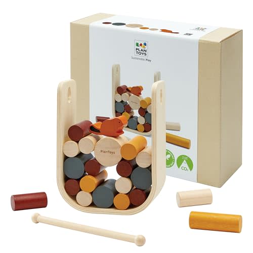 PlanToys® Beaver Tumble Wooden Strategy Game for Kids & Families | Develops Fine Motor Skill, Problem Solving, Dexterity & Social Play | Educational STEM Toy for Ages 3+