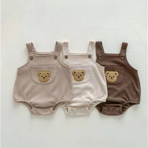 Baby Bear Waffle Knit Bodysuit Bear Romper With Pockets - Etsy