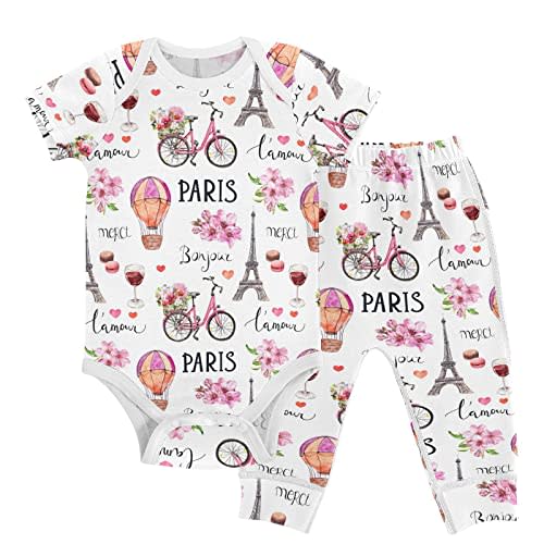 vvfelixl Baby Clothes Set - Cute Cartoon Pattern Bodysuits & Pants Set - Unisex 0-24 Months