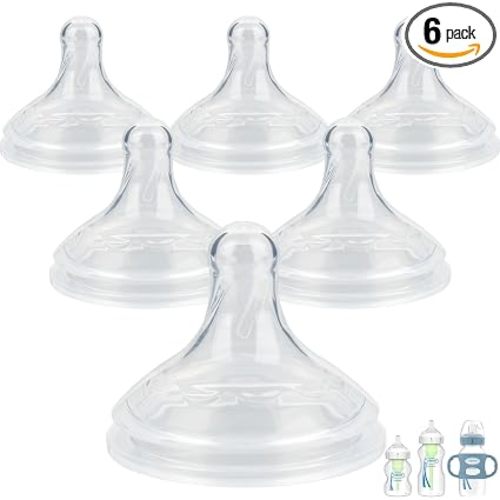 Silicone Nipple for Dr.Brown's Wide-Nick Baby Bottles,Level 2 Nipples, Medium Flow, 3m+, 6 Count