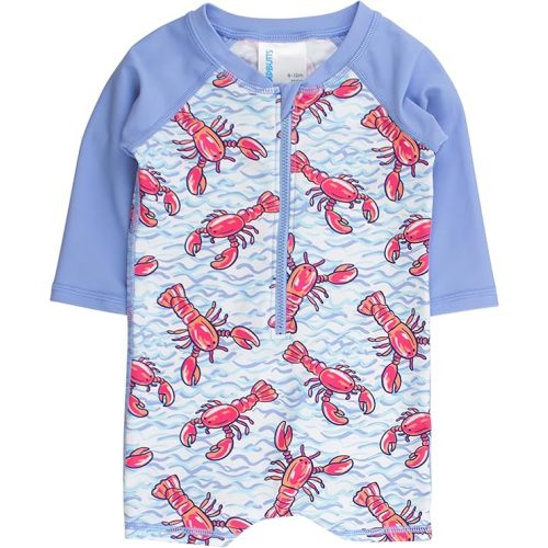 RUGGEDBUTTS Baby/Toddler Boy Swimsuit, One Piece Zipper Rash Guard Sunsuit with UPF 50+ Sun Protection