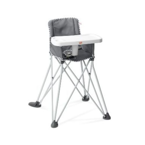 Bright Starts Pop 'n Dine Portable High Chair Indoor/Outdoor - Gray: Removable Tray, 3-Point Harness, 33 Lbs Capacity