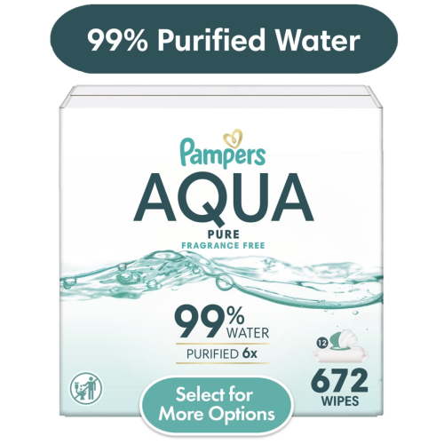 Pampers Aqua Pure Baby Wipes Unscented 99% Water Hypoallergenic 672 Count