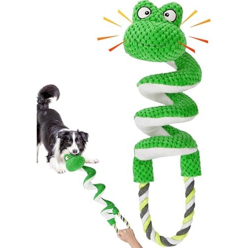 Duty Dog Rope Toys with Crinkle Paper & Squeaker - Interactive Tug of War Pull Toy for Puppy Boredom, Teeth Cleaning -Tough Chew Toys for Small, Medium, and Large Breeds