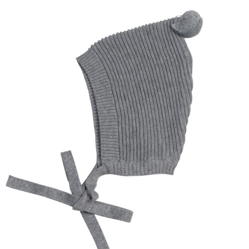 Pom Pom Ribbed Knit Bonnet