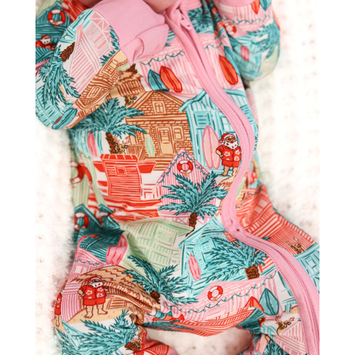Pink Beach Huts Baby Zippy Pajamas