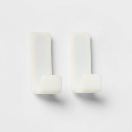 Set of 2 Magnetic Hooks - Brightroom™: Strong ABS Utility Shelf Parts, Small White Pegboard Hooks, No Assembly Required