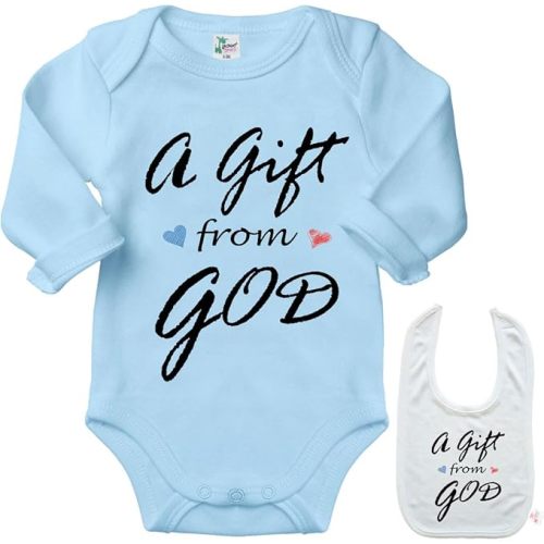 Glft from God- Cute miracle newborn Baby T Bodysuit infant Outfit Onesie & Bib