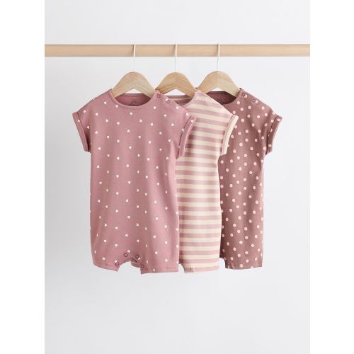 Pink Spot/ Stripe 100% Cotton Baby Rompers 3 Pack